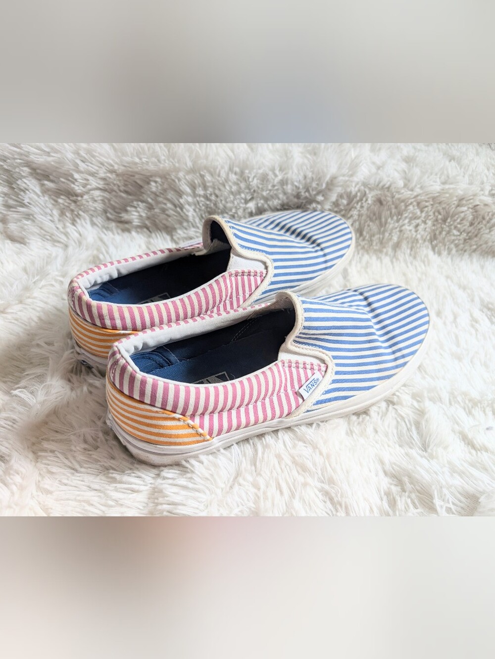 Vans Colorful Striped Slip On Shoes Sneakers Women's Size 9.5